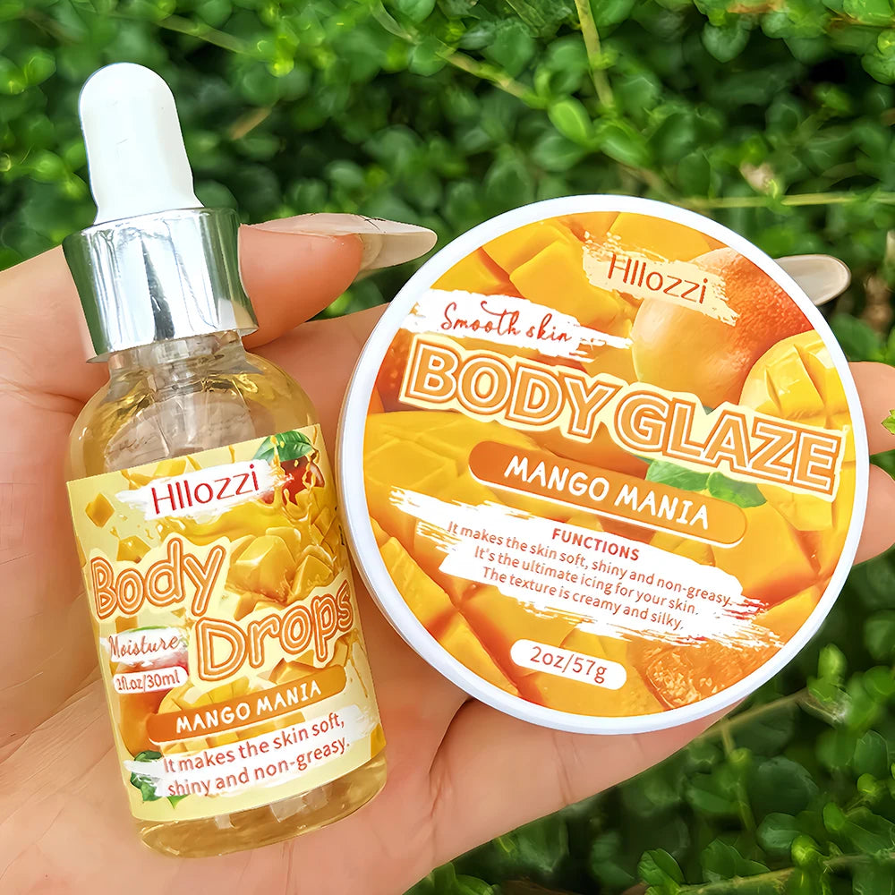 Body Glaze & Body Oil Combination Various flavors Non-greasy Hydrating and moisturizing Body Lotion Massag Oasis Select Mango Set