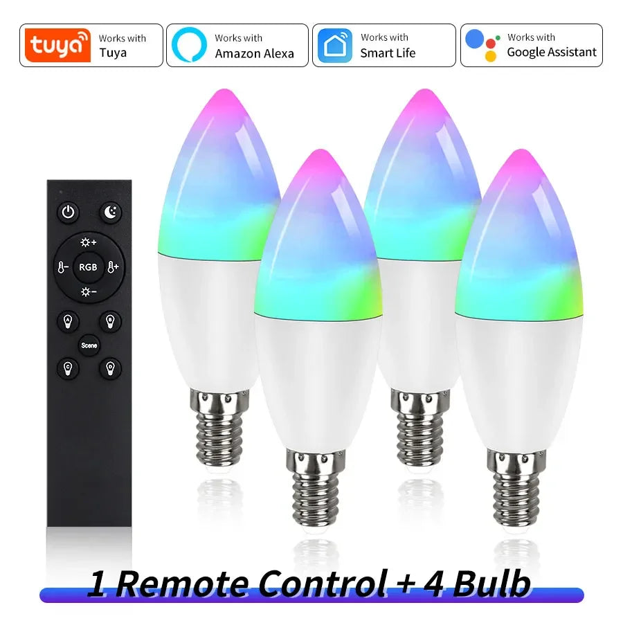 E14 WiFi Smart Candle Bulb 5W/7W/9W | Alexa & Google Home Smart LED Bulb Oasis Select 4 bulbs 1 remote 220V 7w