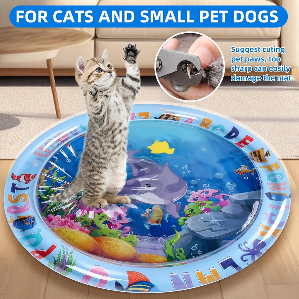 Pet Water Sensory Play Mat for Cats and Dogs Thickened Cooling Pad Interactive Self Play Toy for Pets Summer Indoor Activity Oasis Select
