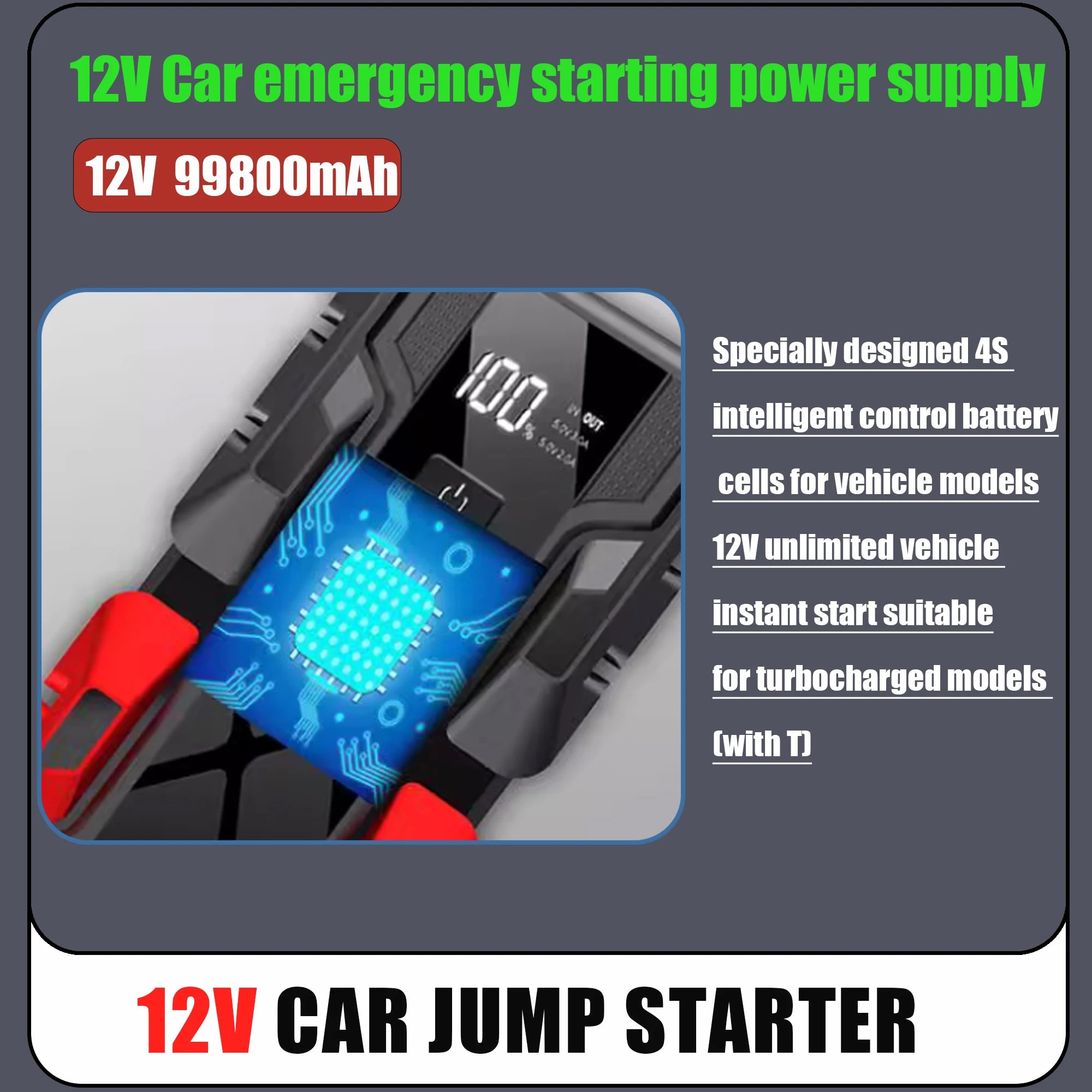 NEW 99800mAh Car Jump Starter Power Bank Car Booster Charger 12V Starting Device Car Emergency Booster Oasis Select