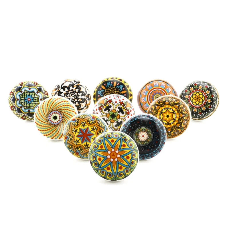 Bohemian Style Ceramic Knob 1pcs, Antique Metal Finish Screw In Pull Handles for Cabinet Doors and Drawer Oasis Select