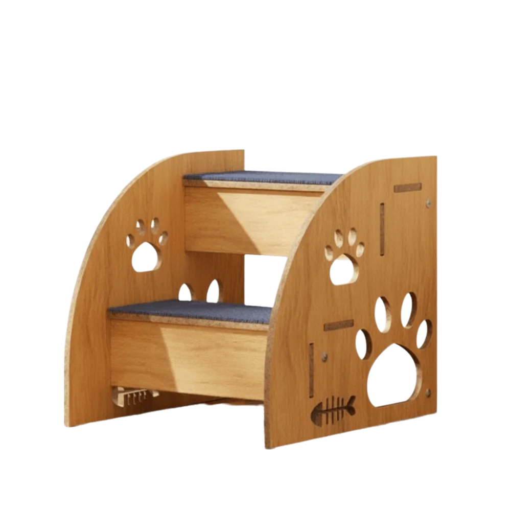 Non-Slip Wooden Dog Stairs with Safety Railing | Pet Steps