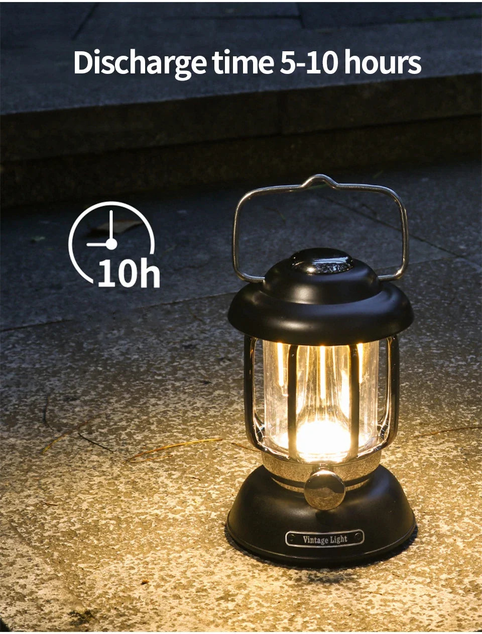 Retro LED Camping Lantern | USB-C Rechargeable, IP55 Waterproof