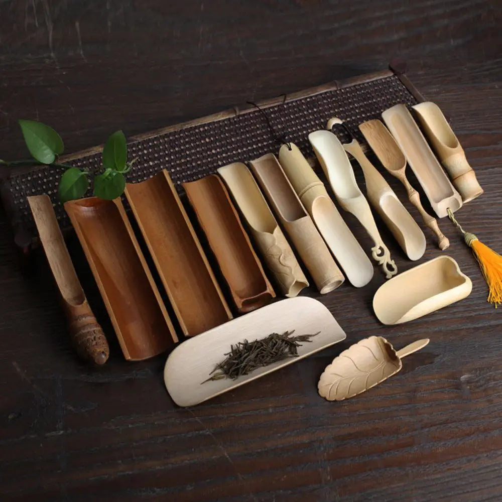 Retro Bamboo Tea Set – Spatula, Teaspoon & Tea Shovel