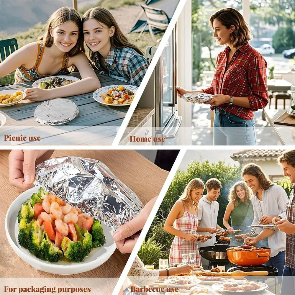 Disposable Food Warming Cover Aluminum Foil Insulation Sleeve for Plates Bowls Heat Preservation Table Mat Kitchen Freshness Oasis Select