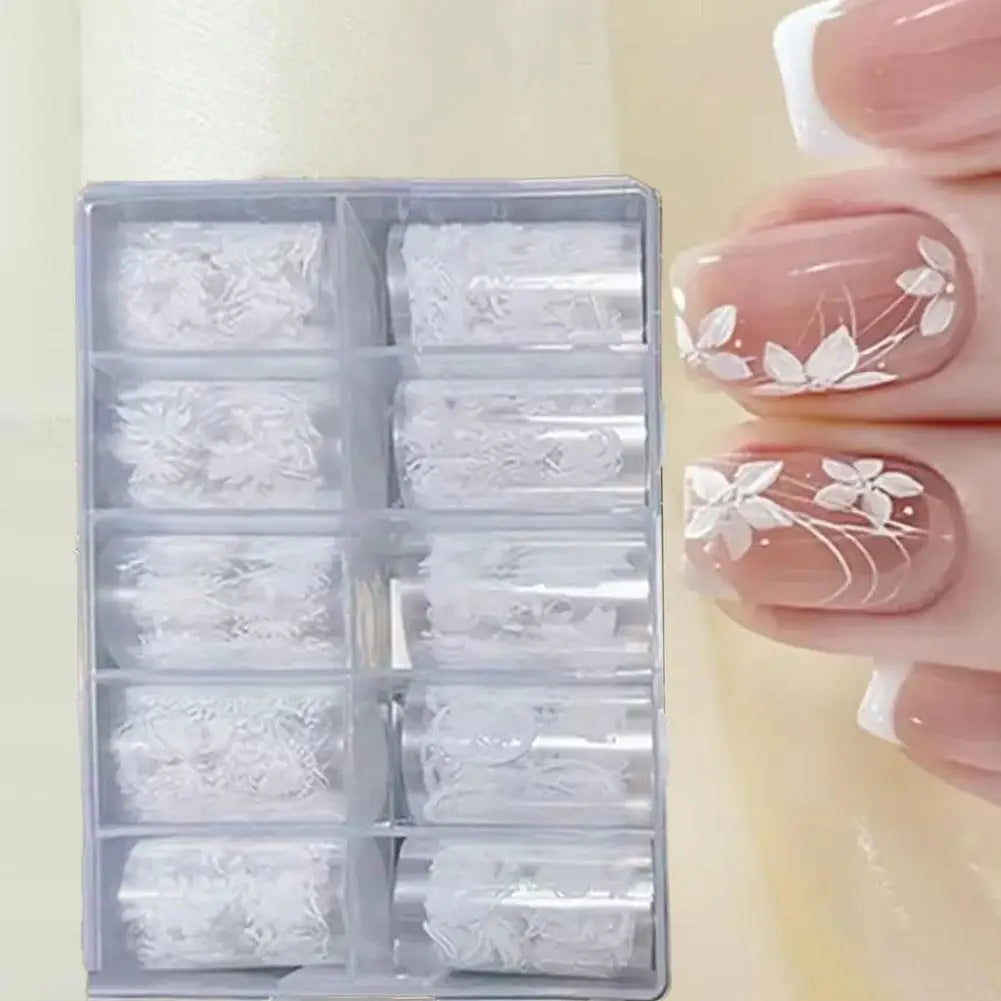 10Roll/Box Plaid/Flower Nail Foil Transfer Stickers for Nail Art Self-Adhesive Nail Decals Foil Paper Decals Nail Supplies Decor Oasis Select