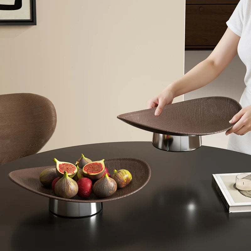 Fruit Bowl for Counter Leaf Fruit Bowl with Base Large Open Decorative Serving Plate Tabletop Centerpiece Modern Home Decor Oasis Select