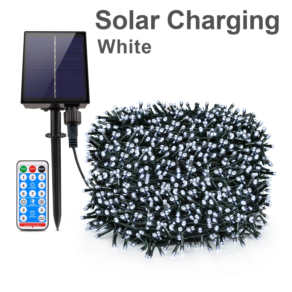 10/20/30/50/100m Solar Led Outdoor Lighting Garland Waterproof Led String Light Garden Fairy Lights Holiday Party Courtyard Lamp Oasis Select White-Solar 10M 100LEDs