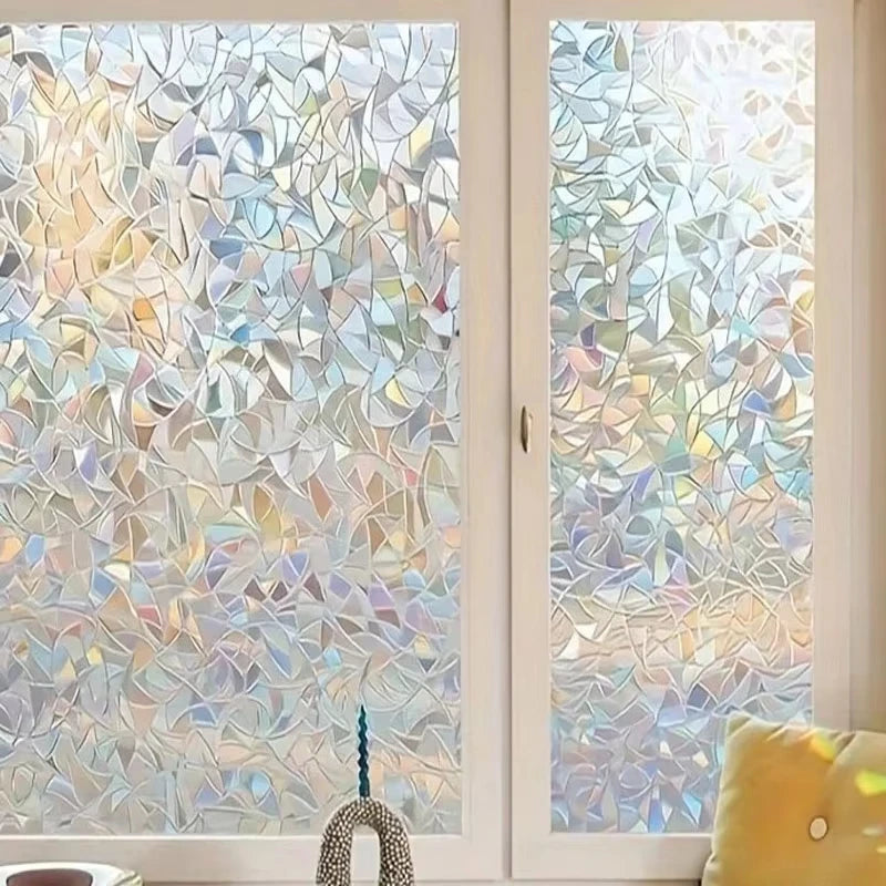 Colorful Crescent Geometric Privacy Window Film – Static Cling Decorative Window Film Oasis Select