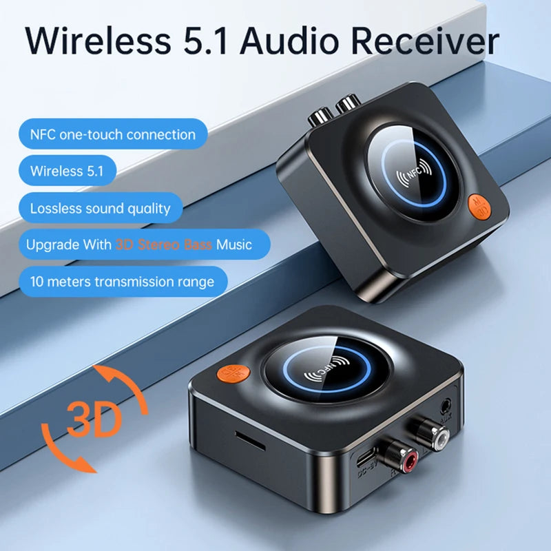 NFC Bluetooth Adapter 3D Stereo Music Wireless Bluetooth Audio Receiver 3.5mm AUX Support TF Card Play For Car Kit Speakers Oasis Select