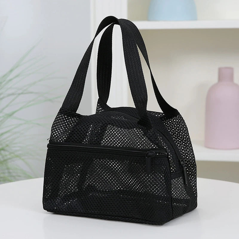 Large Mesh Bag Quick Dry Tote Handbag Lightweight Storage Bag for Family Beach Trip Pool Essentials Organizer Oasis Select Black