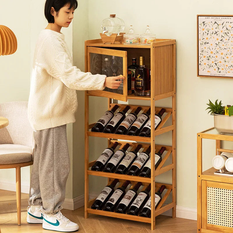Household small wine cabinets, wine grids, bar tables, display stands, wine decoration, simple, solid wood against the wall Oasis Select