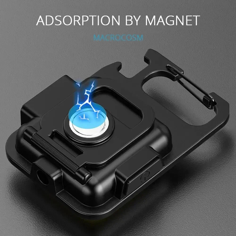 Mini COB Keychain Flashlight 600LM – 4 Modes, Magnetic, Rechargeable