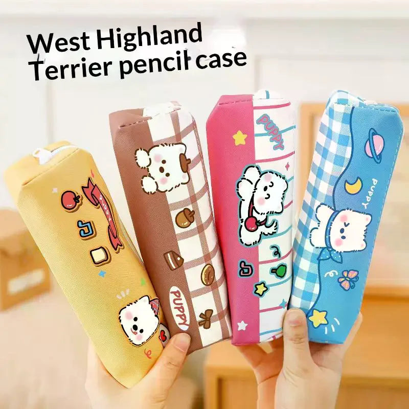 Cute Western Highland Pencil Case Student Portable Stationery Pen Box Cartoon Return To School Stationery Organizer Supplies Oasis Select
