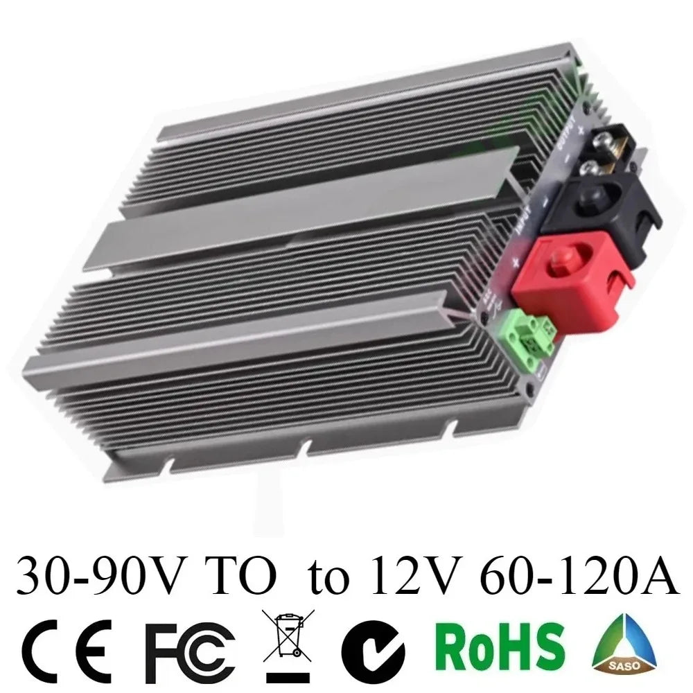 30-90V TO 12V 60-120A Step Down Switching Converter Voltage Regulator 60V to 12V Step Down 48V 60V 72V 80V to 12V For Car Device Oasis Select