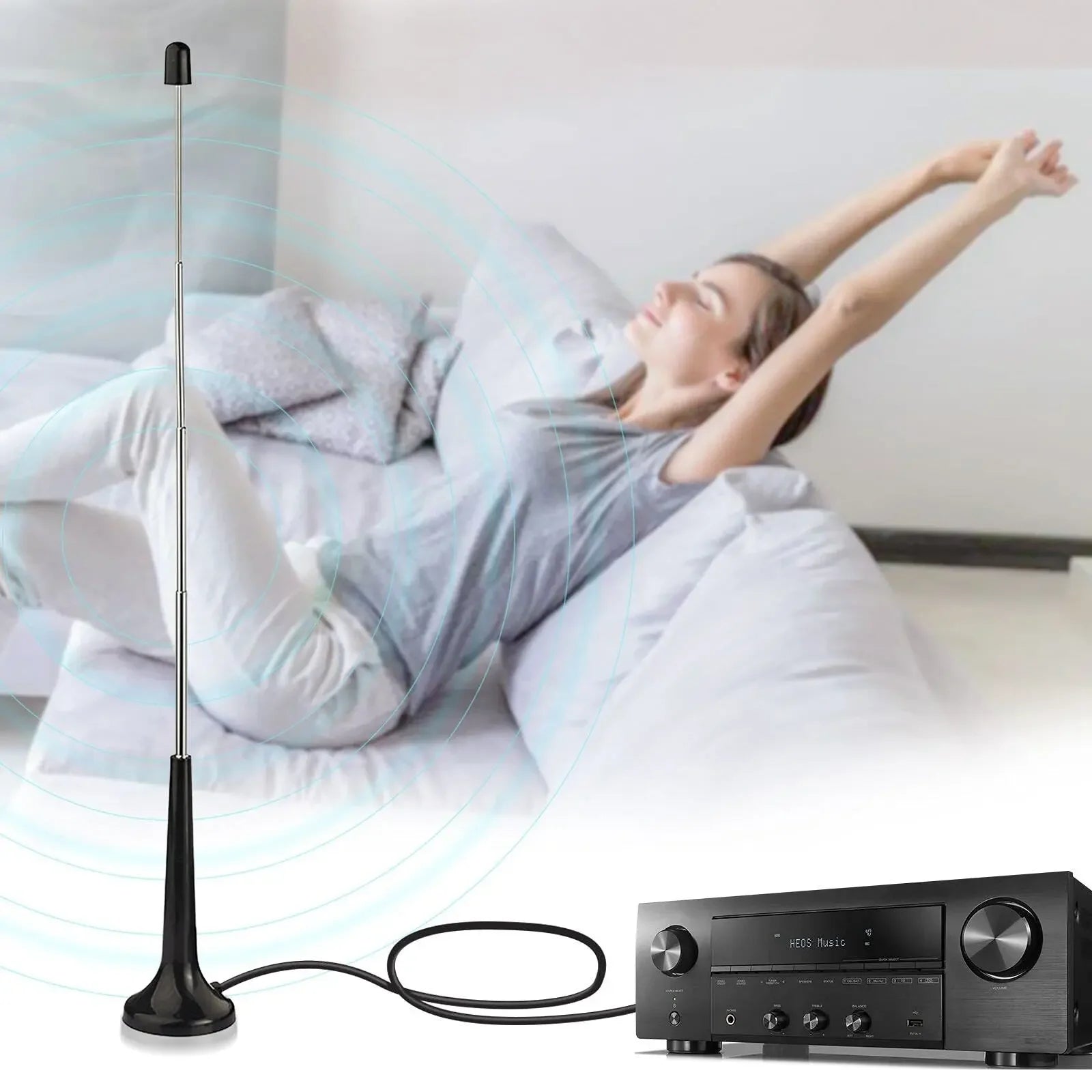 Indoor high-gain metal sucker rod radio antenna digital signal intensifier F connection adapter Oasis Select