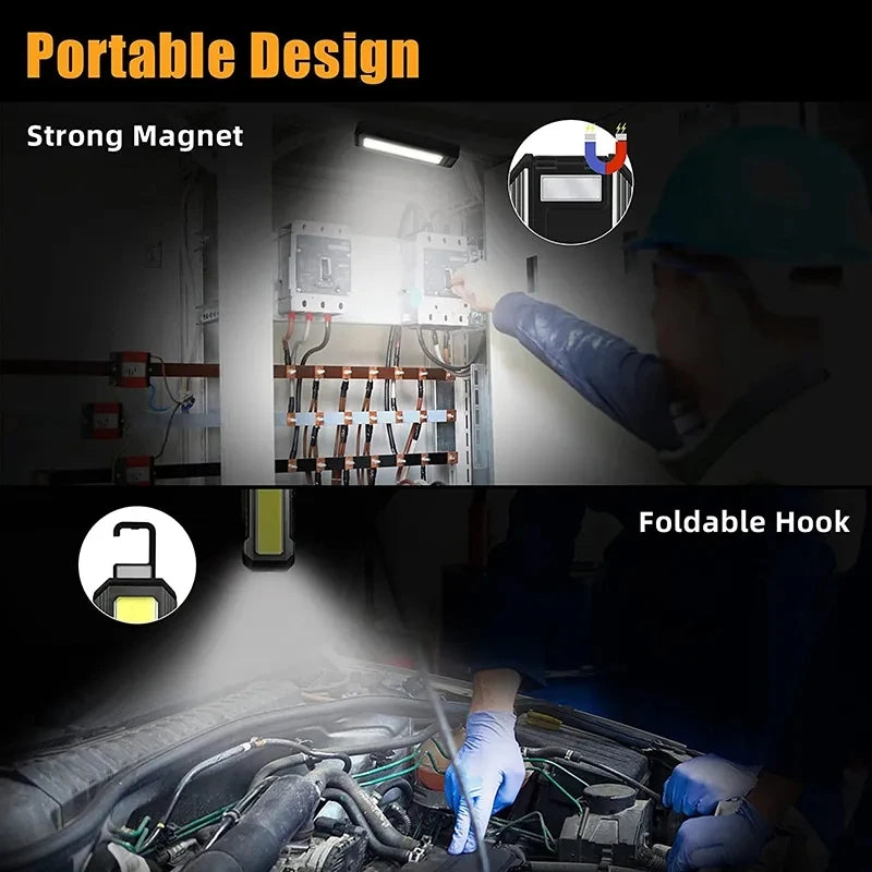 KDULIT Waterproof with Magnet Flashlight Portable COB Work Light LED 4000mAh Flashlights Multimode 18650 Camping Torch Light Oasis Select