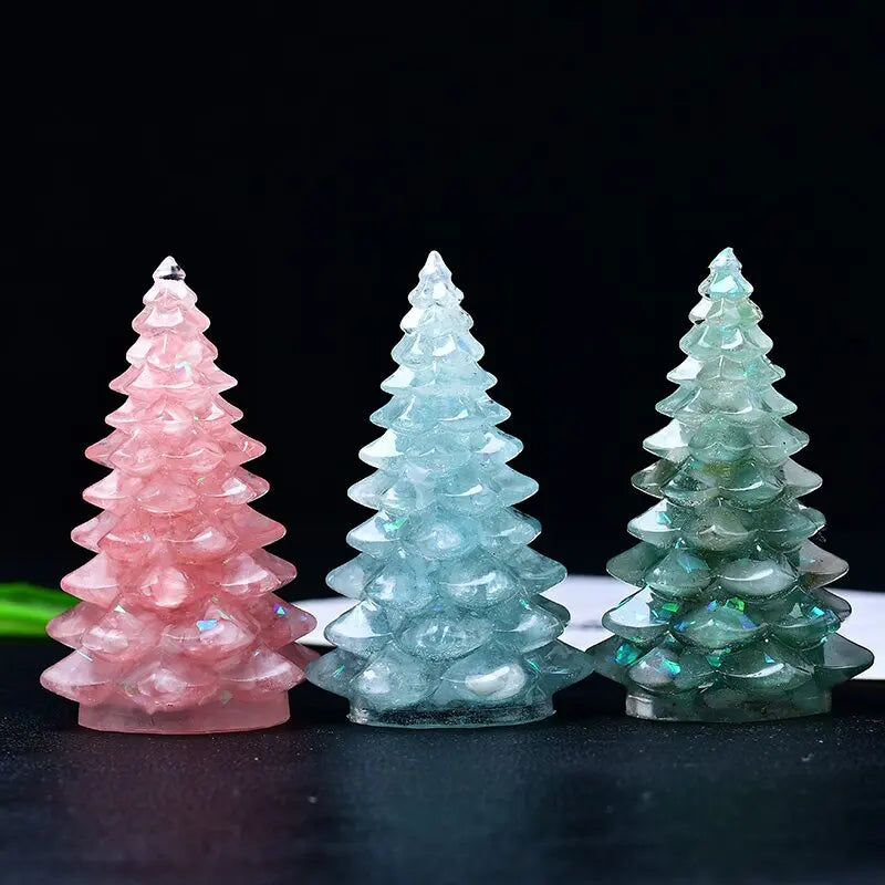 New Natural Crystal Crushed Stone Christmas Tree Resin Decorative Item for Home Desktop Decoration Christmas Display Oasis Select