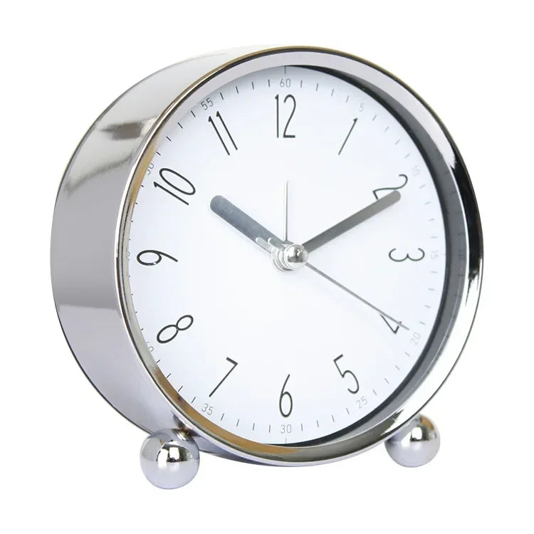 4-inch Metal Bedside Silent Alarm Clock Creative Fashion Simple Digital Alarm Clock Oasis Select White