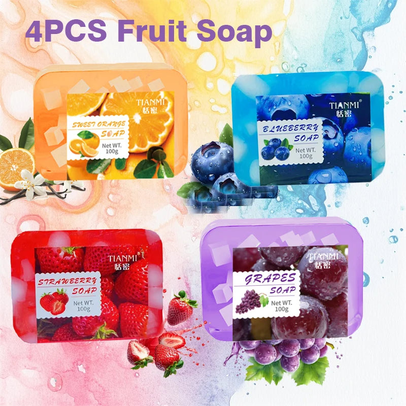 4PCS fruit jelly soap, deeply cleanses and removes makeup, bathes the whole body, moisturizes and nourishes Oasis Select SET4