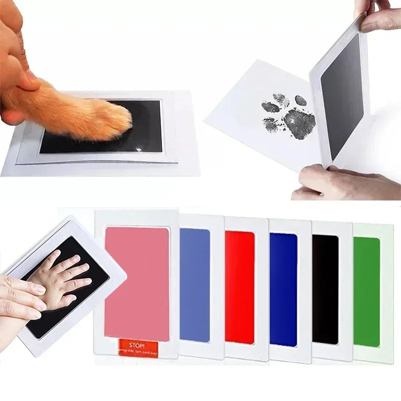 Dog Cat Footprint Pad Paw Print Ink Kit Pad Baby Handprint Stamp Safe Non-toxic Mess-free Printing DIY Easy Clean Pet Souvenir Oasis Select