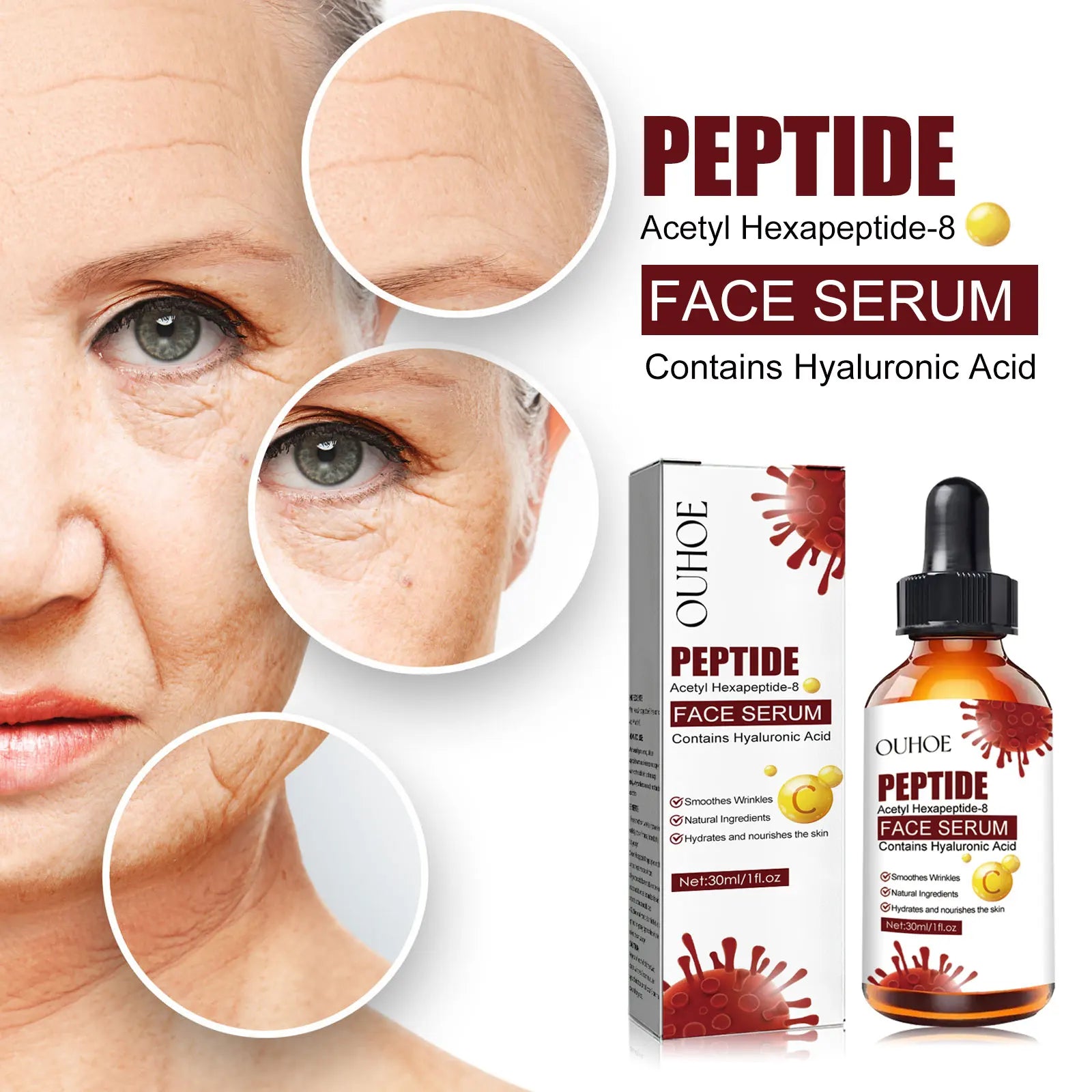 30ml Ouhoe Wrinkle Fading Essence Fading Wrinkle Head Lifting Skin Nourishing and Hydrating Firming Anti-Aging Skin Care Essence Oasis Select