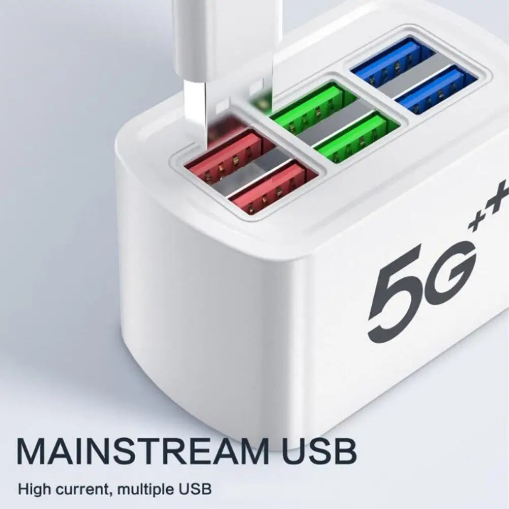 6-port USB Power Strip Charger Desktop Charging Station Portable Travel USB Charging Socket Adapter For IPhone 16 17 For Android Oasis Select