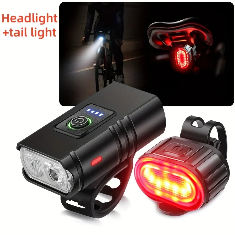 Bright Bicycle Light T6 LED Front USB Rechargeable MTB Mountain Bicycle Lamp 1000LM Bike Headlight Flashlight Cycling Scooter Oasis Select 1PCs-Tail Light