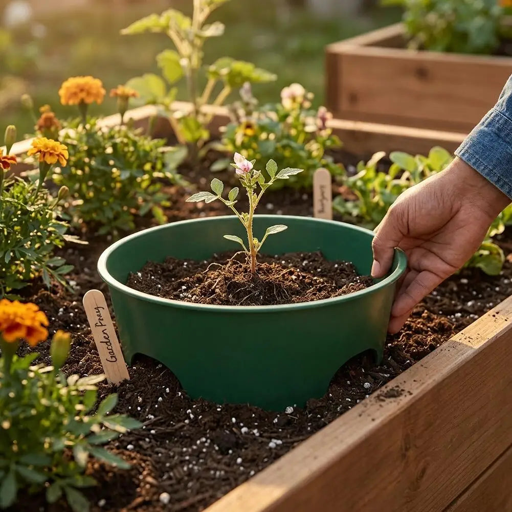 Green Plastic Plant Support Ring – Seedling Pot Holder 22cm