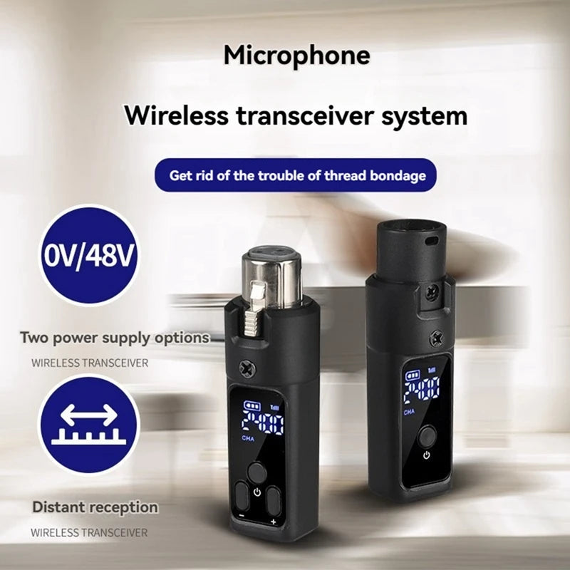 WISH UHF Wireless Microphone Converter XLR Rechargeable Transmitter & Receiver Microphone For 0V Dynamic Microphones Oasis Select