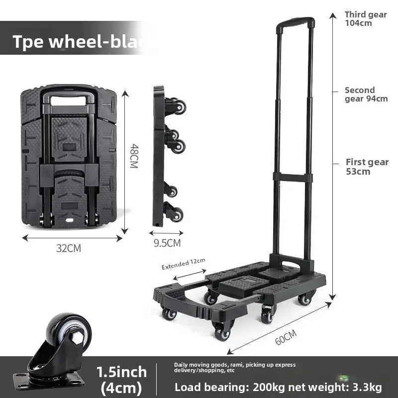 Multi-functional Folding trolley hand-pulled cart flatbed truck portable cargo handling Oasis Select black