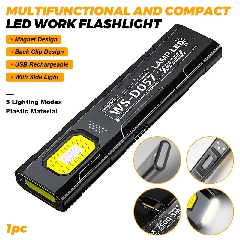 Mini COB LED Flashlight 600LM Rechargeable USB-C | Pen Clip