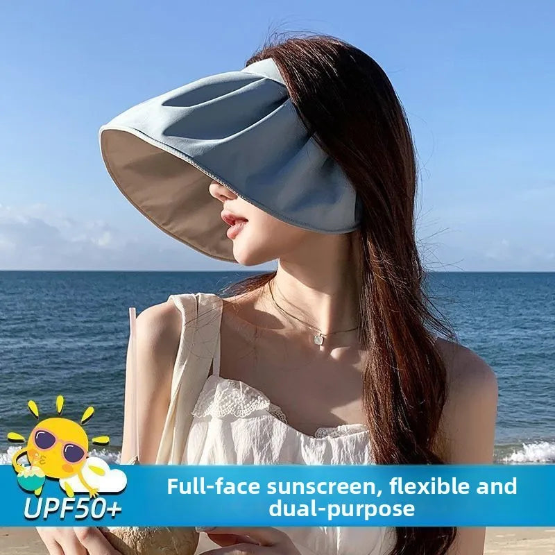 UPF 50+ Sun Hat for Women Summer Convertible Visor Cap with Headband 2 in 1 UV Protection Beach Outdoor Brim Hat Oasis Select