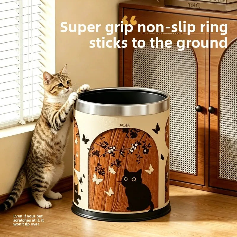 Trash Can Mid Ancient Style Open Top Double Inner Outer Bucket Retro High End Appearance Household Living Room Waste Storage Oasis Select