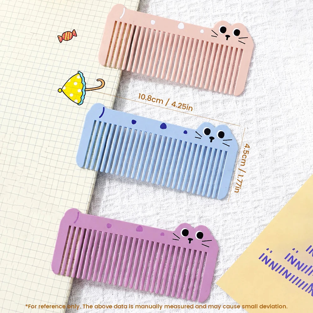 Mini Cartoon Kitten Wide Tooth Detangling Comb | Travel Hair Comb Hair Detangling Comb Oasis Select