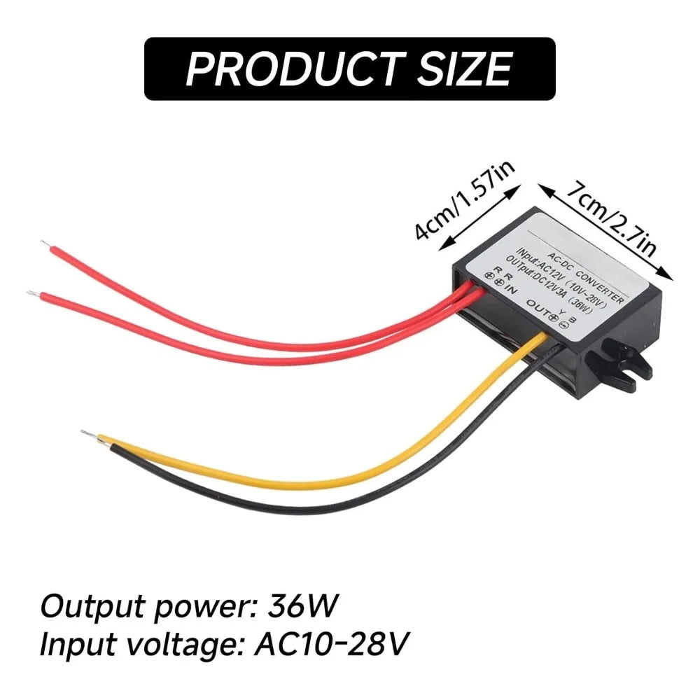 Step Down Converter Power Converter AC 10-28V To DC 12V 3A 36W Waterproof Power Module Rectifier AC-DC Step Down Power Module Oasis Select