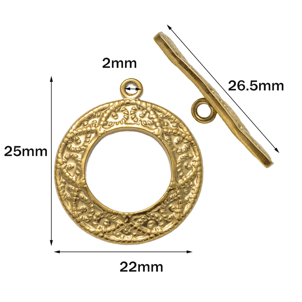 5 Sets Stainless Steel Toggle Clasp T-bar Closure Ring Fastener Hook End Connectors for DIY Necklace Bracelet Jewelry Making Oasis Select Gold 22x25mm
