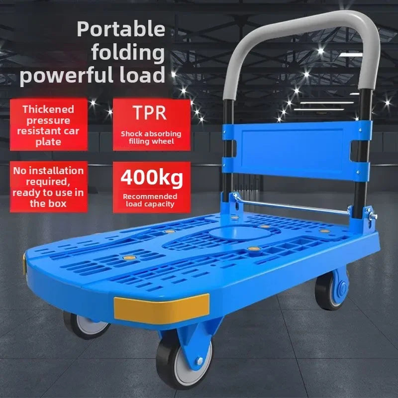 Multi-functional Flat truck four-wheel silent wheel thickened trolley hollow trolley, super lightweight Oasis Select