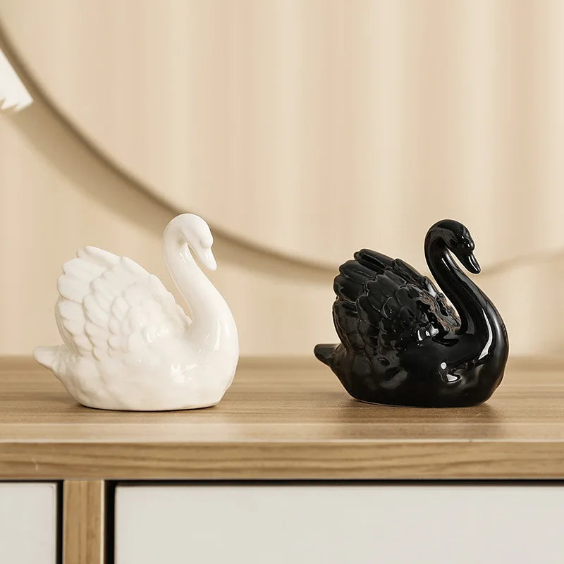1pcs Black and White Swan Ornament Light Luxury Opening Housewarming Gift Home Decoration Nordic Gift Oasis Select