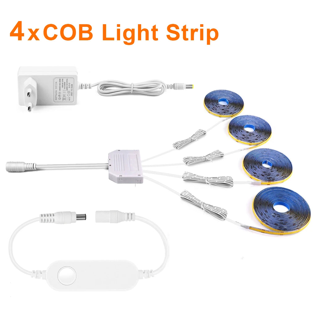 12V LED Soundproof Panel COB Light Strip Smart Zigbee Tuya APP Control Wall Lamp for Wine Show Cabinet Night Decor Lighting Oasis Select 4PCS COB LED Strip 1M Length Warm White|EU Plug