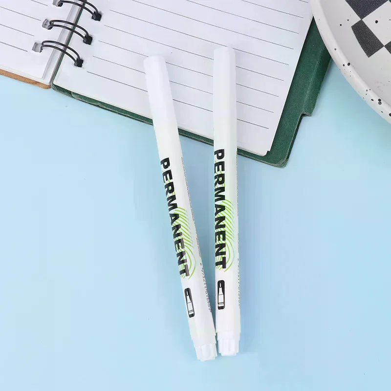2Pcs 1.0mm White Permanent Marker Pens Deep Hole Marker For Wood Rock Plastic Leather Glass Stone Metal Art Marker Oasis Select