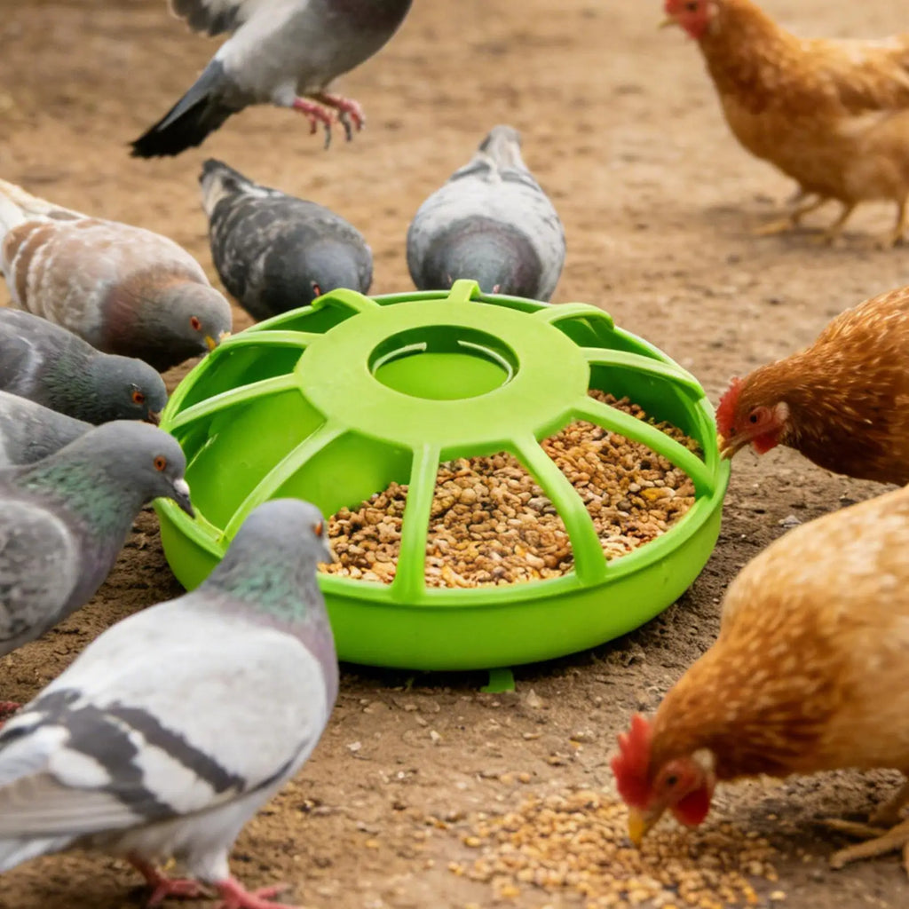 Poultry Feeder Spill Proof Non Slip UV Resistant Chicken Coop Feeder Food Storage for Parakeet Pigeon Quail Duck Home Cage Oasis Select