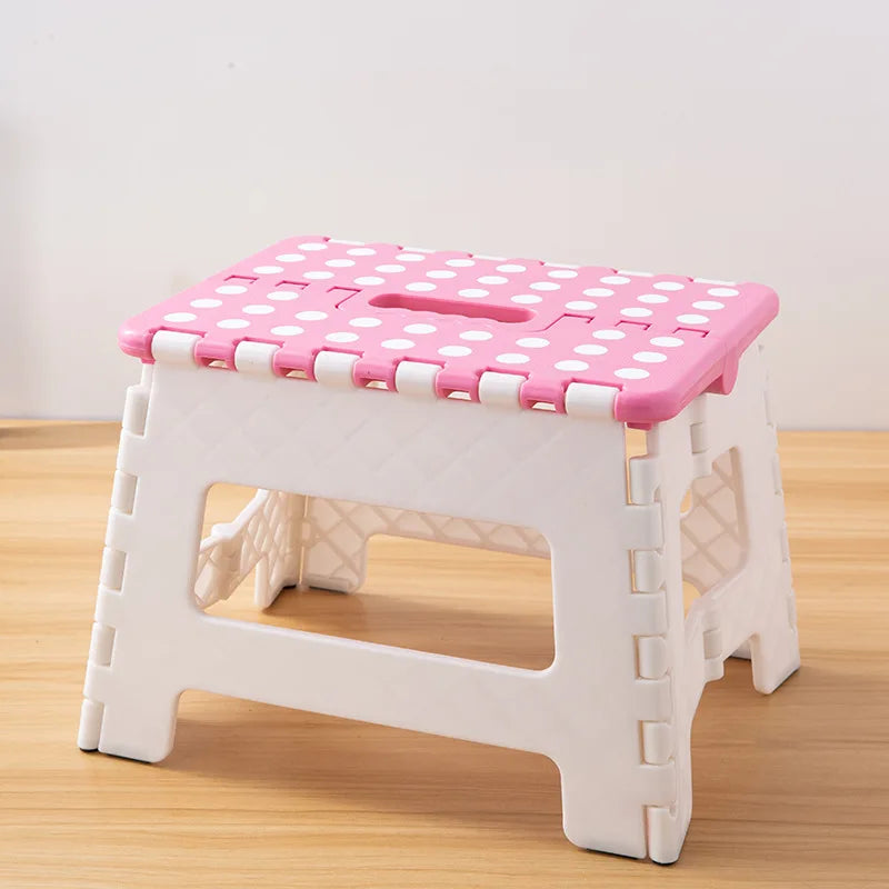Folding Stool Extra Thick Plastic Portable Seat for Bathroom Shower Garden and Outdoor Compact Storage Design Oasis Select Pink
