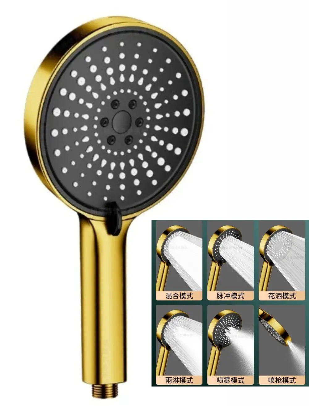Upgraded Gold Big Panel Large Flow Shower Head Multi Function Adjustable Shower Head High-pressure Water-saving Handheld Shower Oasis Select Gold Shower A