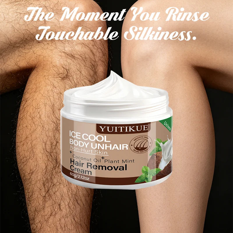 YUITIKUE Ice Cool Body Hair Removal Cream - Mint Infused, Non-Irritating, Leaves Skin Touchable Silky Oasis Select