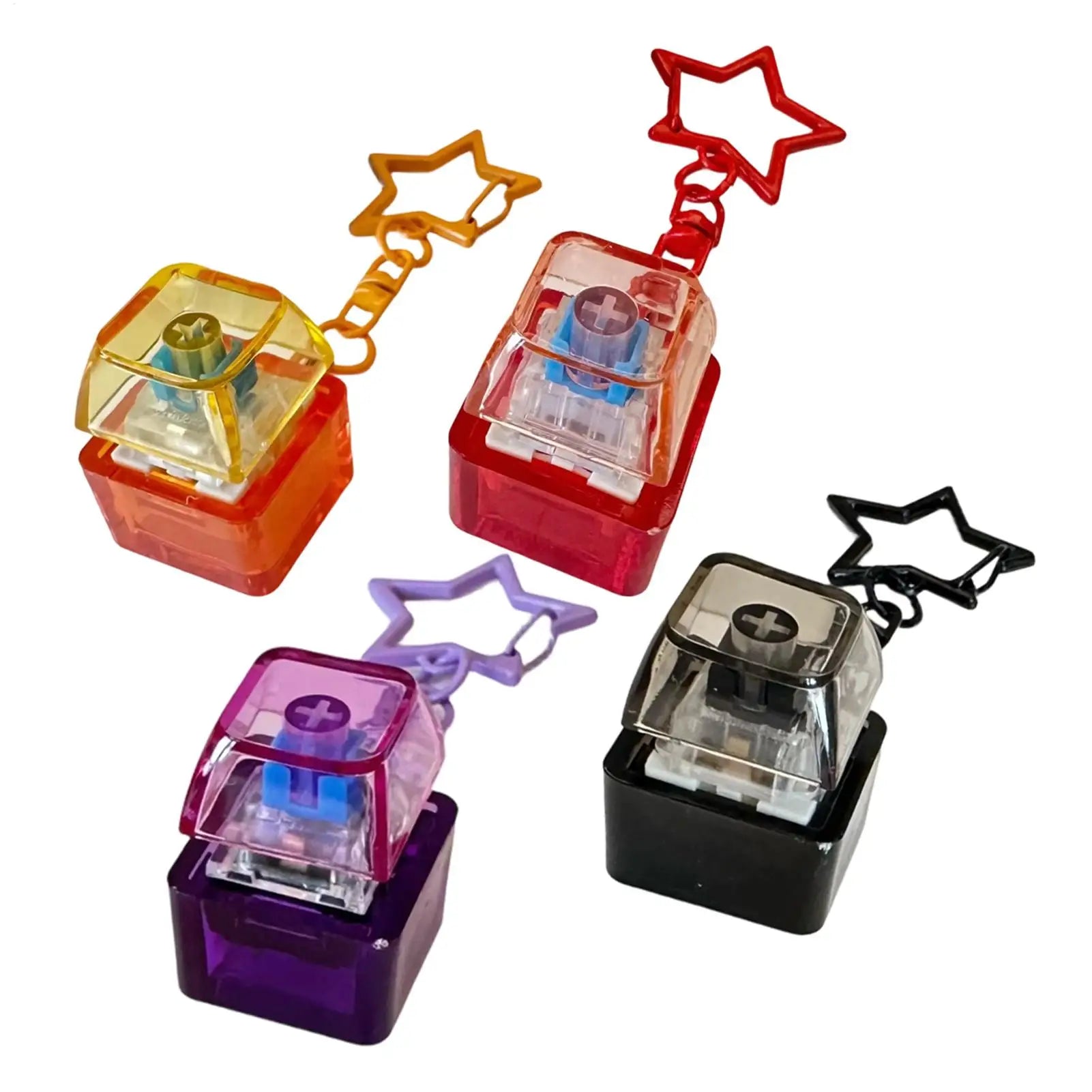 Portable Pentagram Pendant Mechanical Keyboard Button Keychain Fingertip Fidget Toy Anti-Anxiety Stress Relief Tools Oasis Select