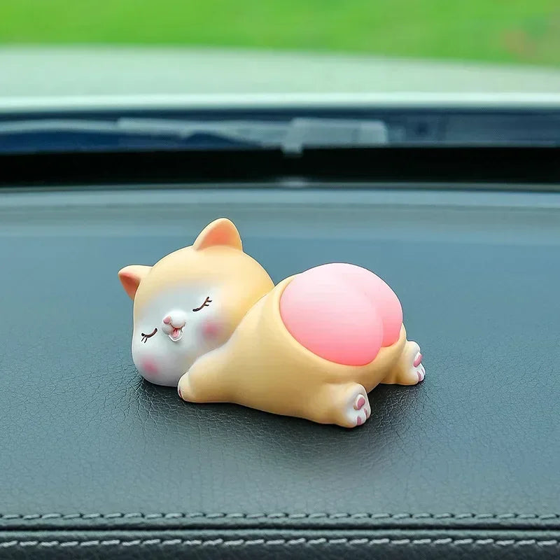 Cute Cartoon Car Ornaments Creative Panda Pig Doll Center Console Decorative Accessories Unpacking Car Interior Ornaments Oasis Select C Face to the left