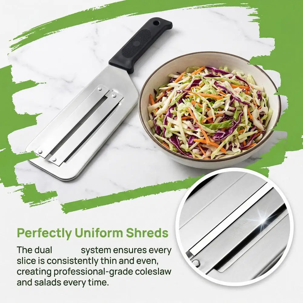 Dual-Blade Stainless Steel Cabbage Shredder & Vegetable Slicer