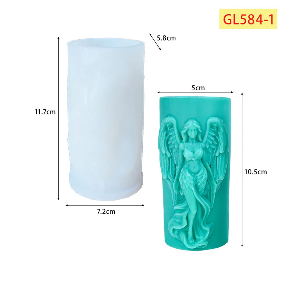 Wings Goddess Scented Silicone Candle Mould DIY Prayer Angel Sculpture Gypsum Resin Mold Women Candle Making Supplies Home Decor Oasis Select A