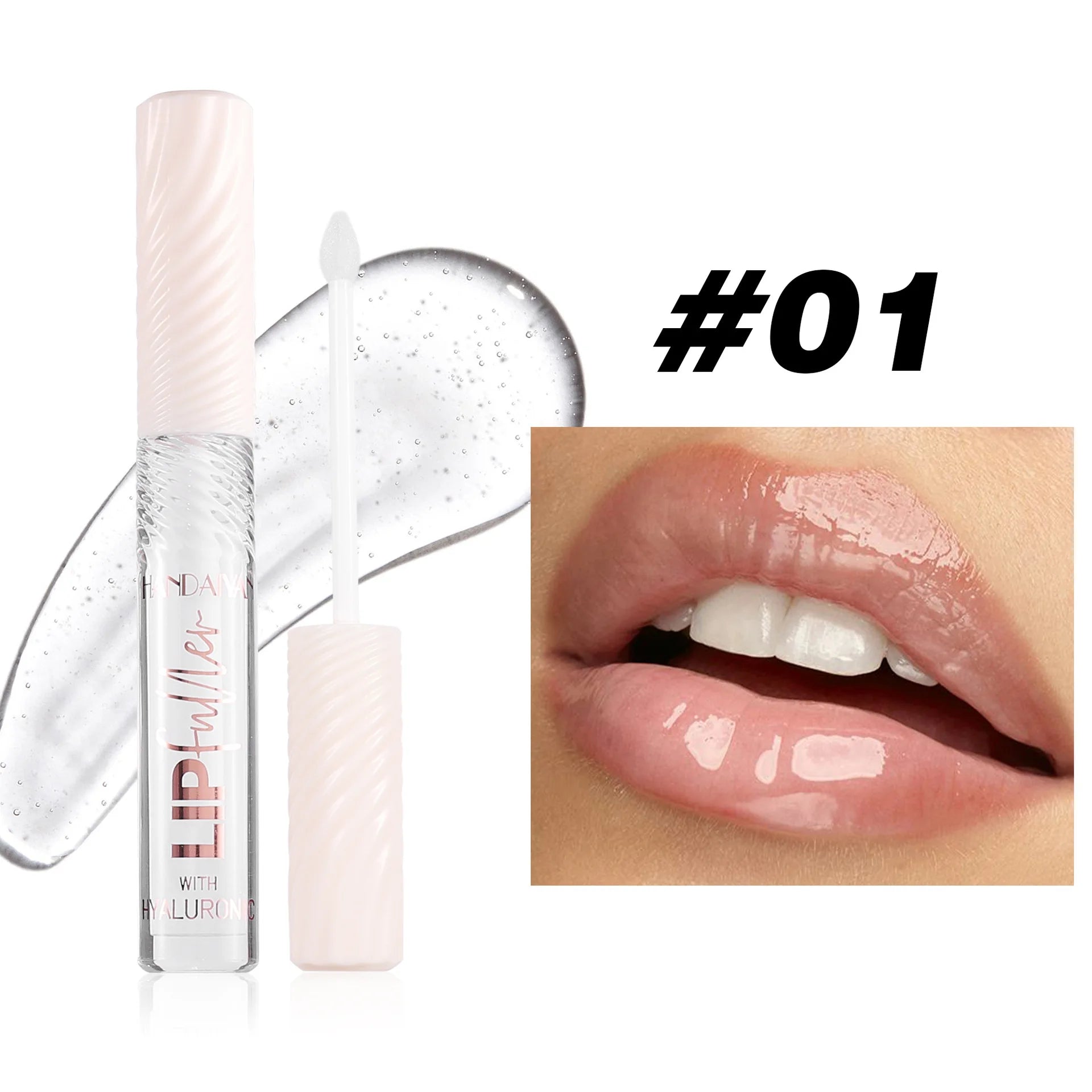 HANDAIYAN 8 Color Mirror Lip Gloss with Hyaluronic Acid Hydrating Moisturizing Pearl Infused Glossy Lipstick for Plump Lips Oasis Select 01